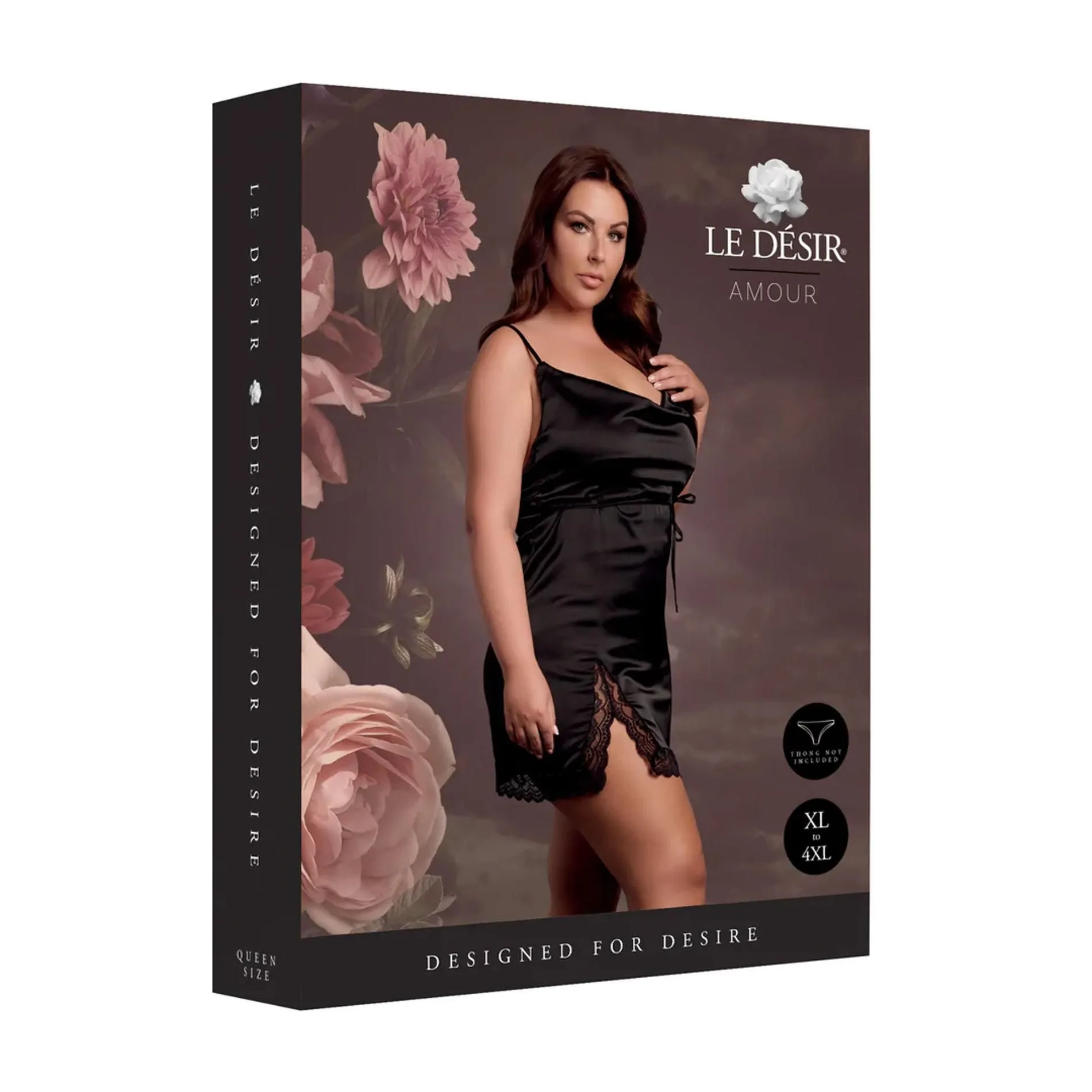 Le Désir Open Back Silk Dress with Criss Cross Details and Slit - Sukienka, Plus Size
