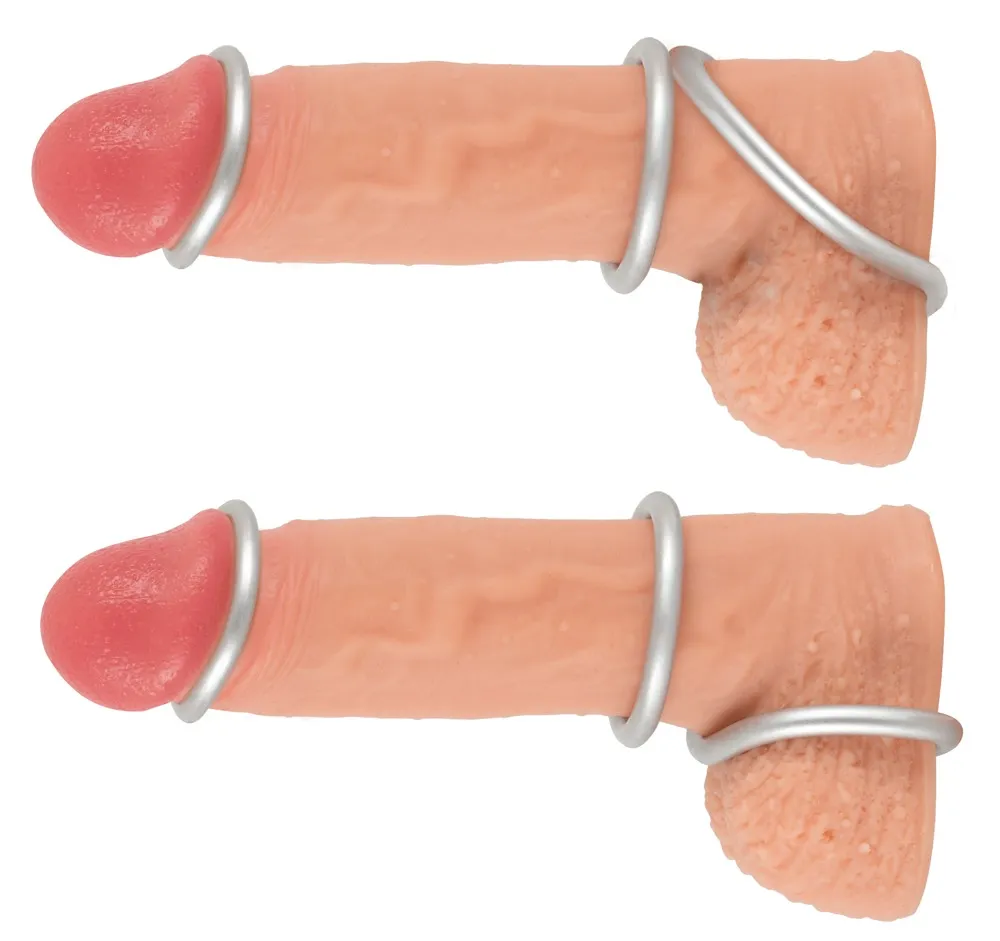 Набор эрекционных колец Metallic Cock Ring Set, 3 шт (серебристый)