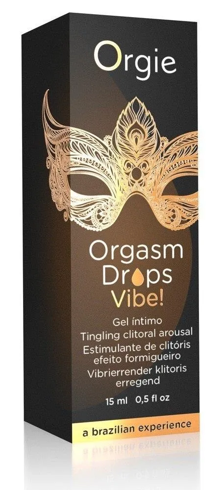 Orgie Orgasm Drops Vibe - Krople, Przezroczysty, Brzoskwinia, 15 ml