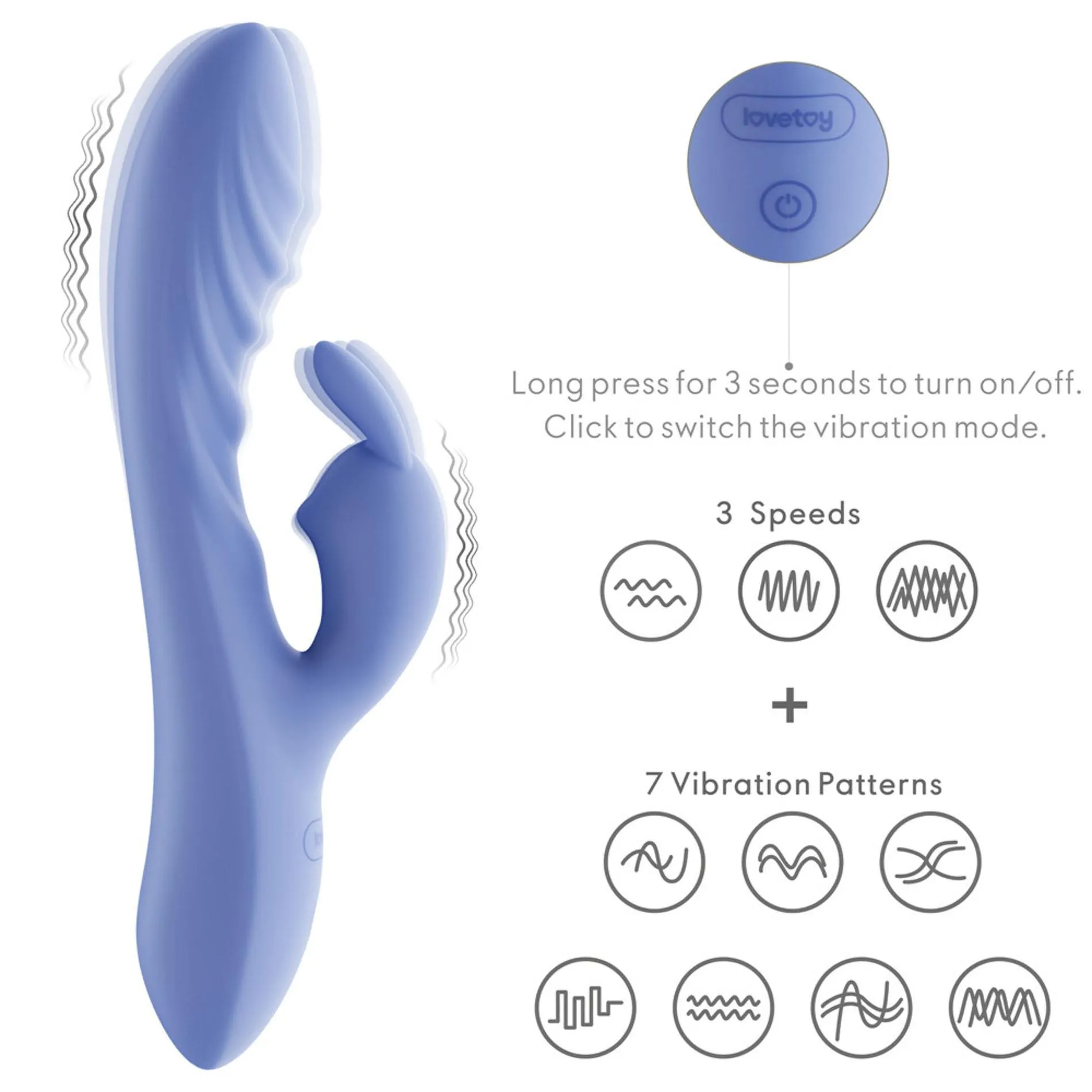 Вібратор L'Allure Swirl Rechargeable, 20.5 см (блакитний)