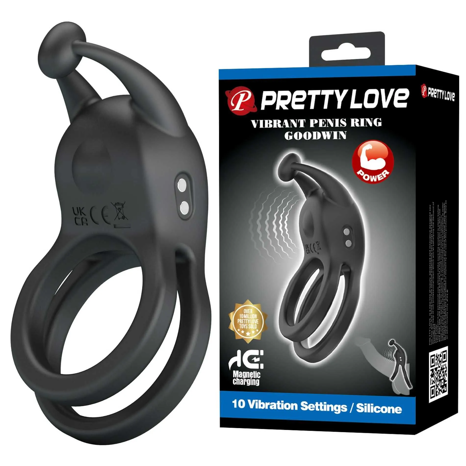 Эрекционное кольцо Pretty Love Goodwin, 9.6 см (черный)