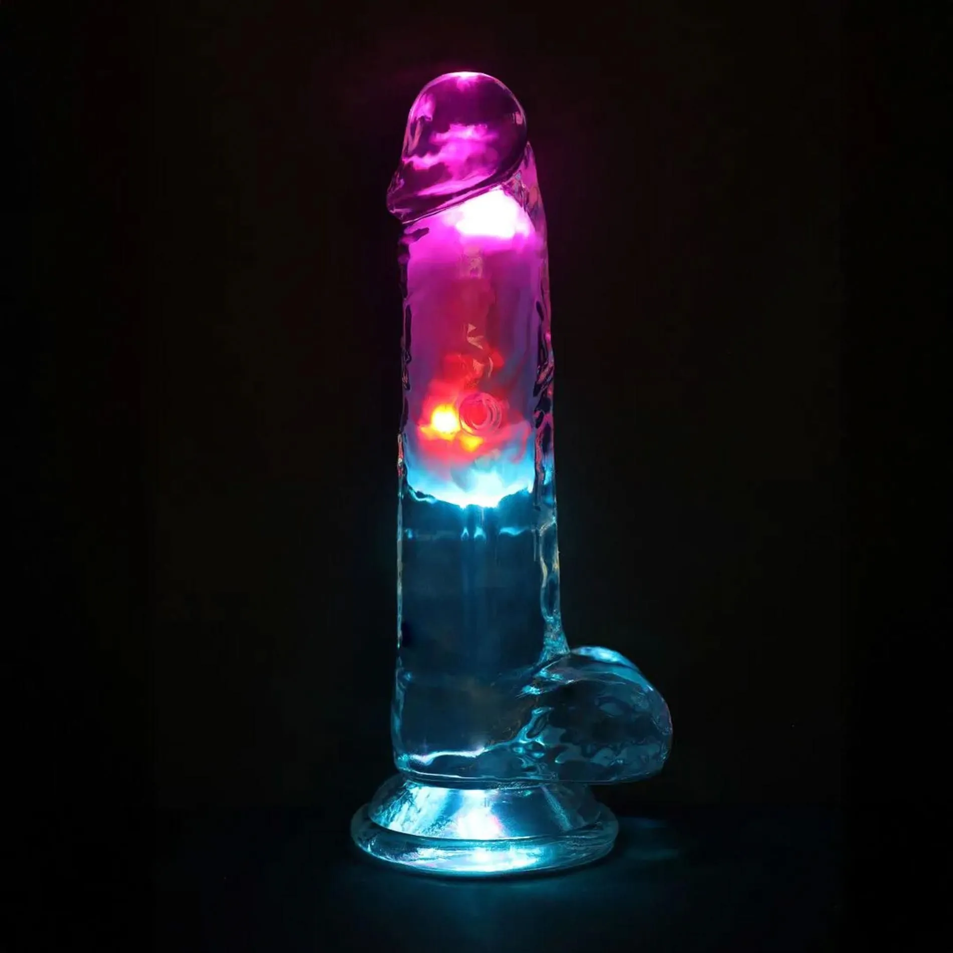 Вібратор RealRock LED Vibrating, 19.5 см (прозорий)