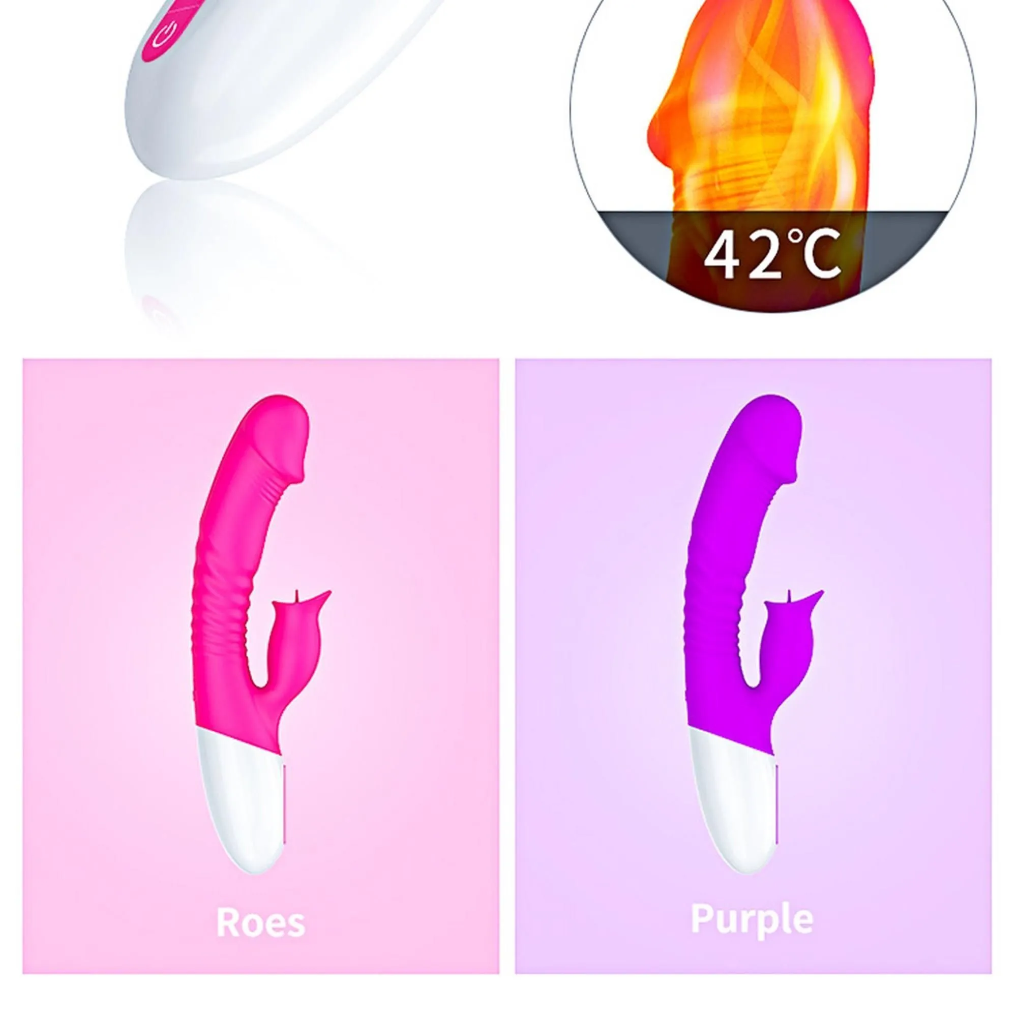 B - Series Fox Heating Mode - Wibrator królik, Fioletowy, 23 cm