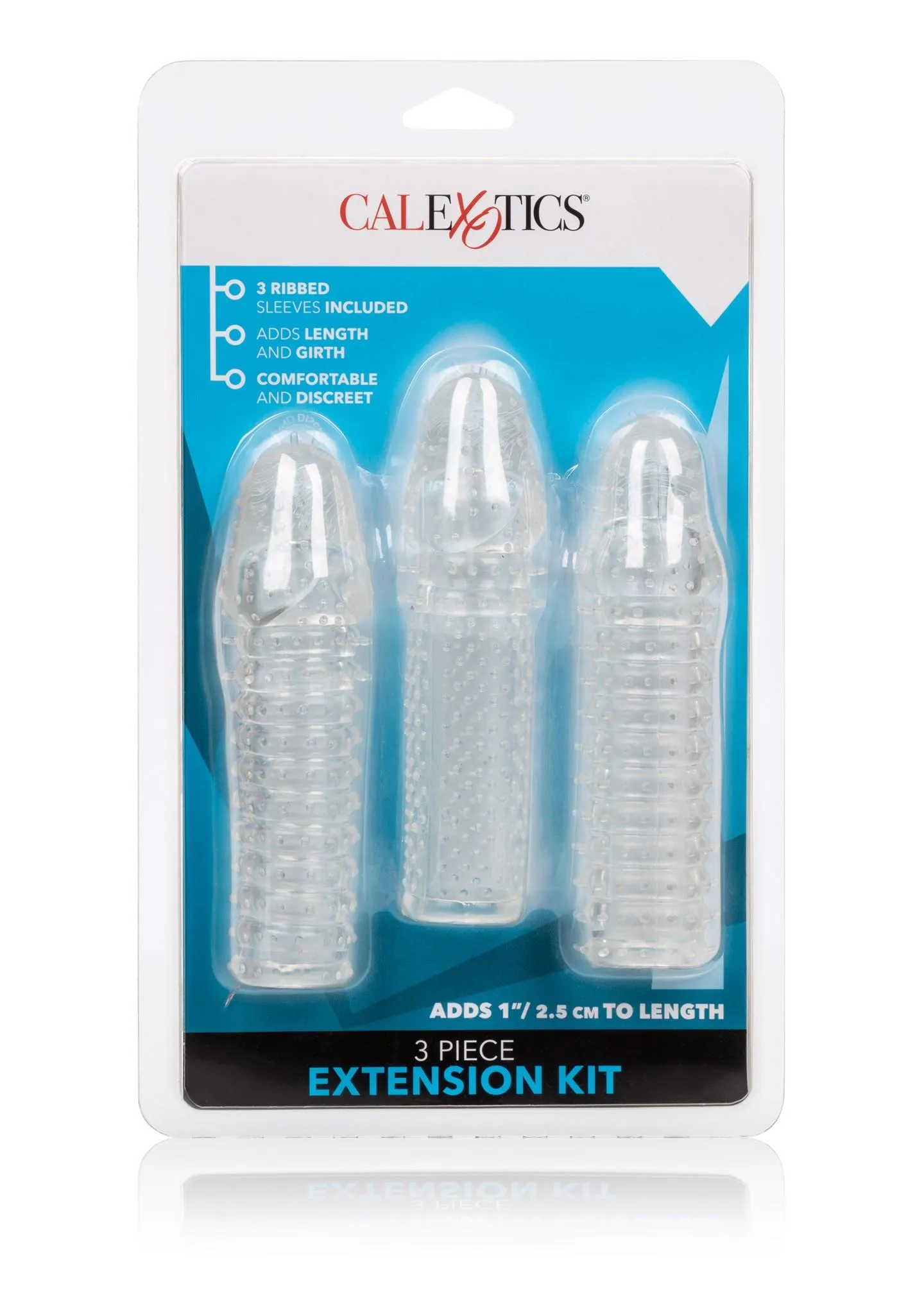 CalExotics 3 Piece Extension Kit - Nakładka na penisa, Przezroczysty, 15.2 cm