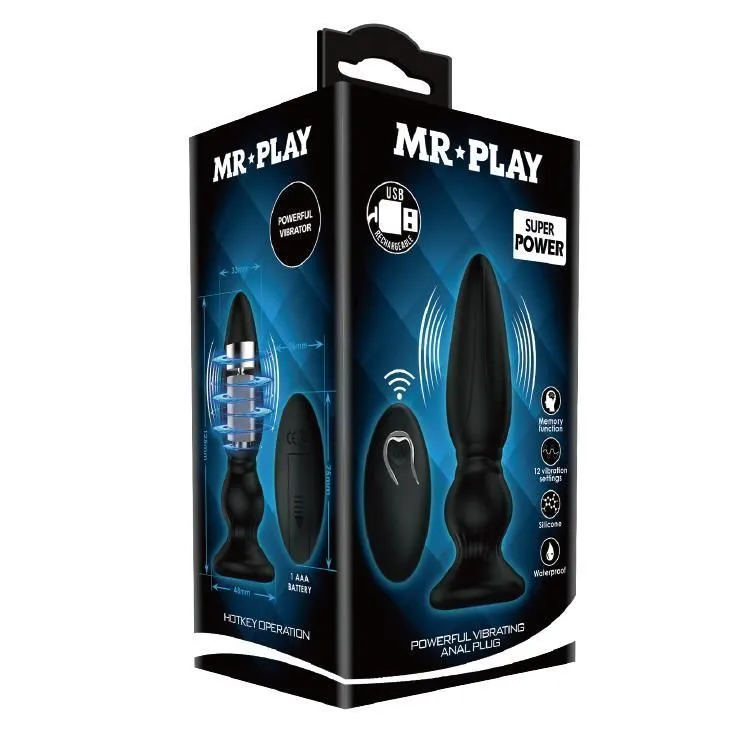 Анальна пробка LyBaile Mr.Play Vibrating Prostate Massager, 12.5 см (чорний)