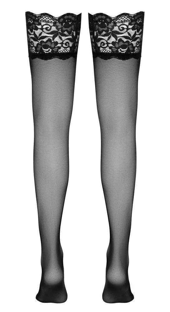 Чулки Cottelli Legwear с широким кружевом, XL (черный)