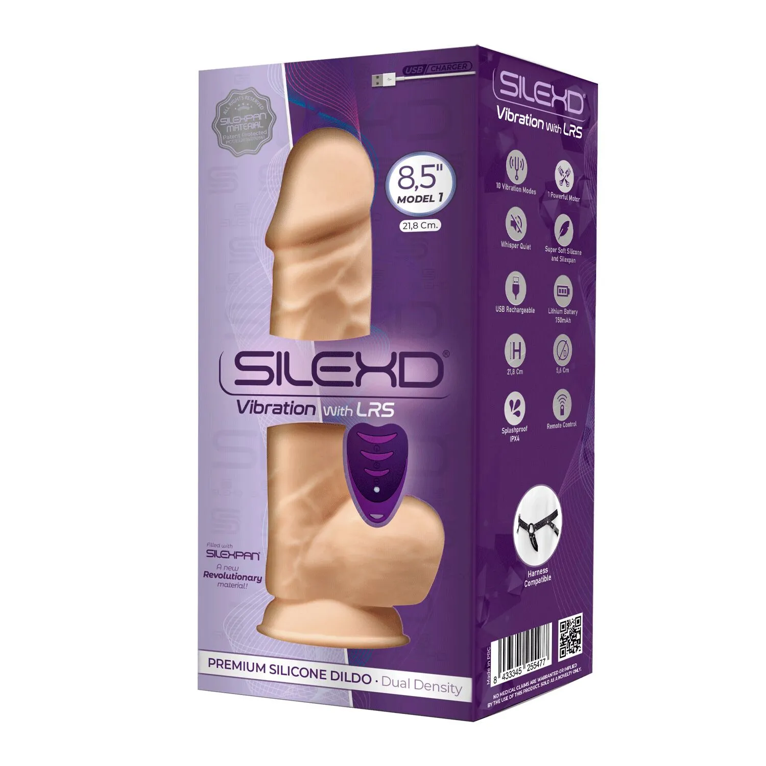 Вибратор Silexd Premium Silicone Dildo Model 1 Size 8.5" LRS, 21.5 см (телесный)