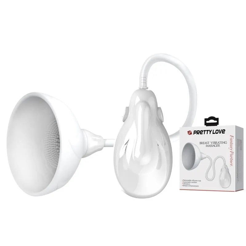 Pretty Love Breast Vibrating Massager - Pompka do piersi, Biały, 7 cm