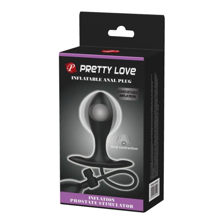 Анальная пробка Pretty Love Inflatable Anal Plug, 9.1 см (черный)