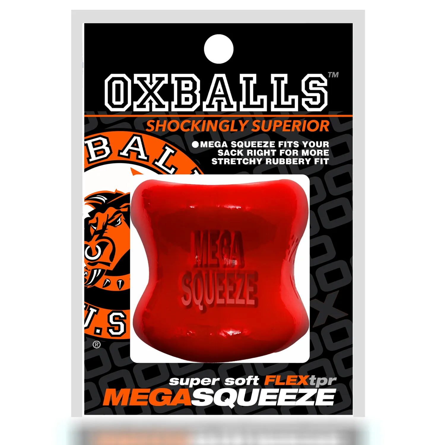 Эрекционное кольцо Oxballs Mega Squeeze Ergofit Ballstretcher, 6 см (красный)