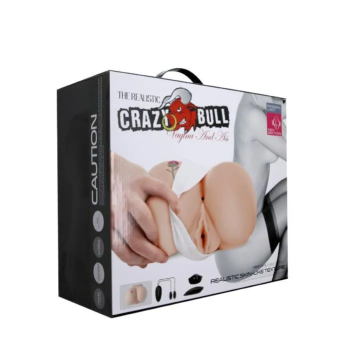 Crazy Bull Vagina and Ass Rose 6 function vibrations - Masturbator, W kolorze cielistym, 22.5 cm