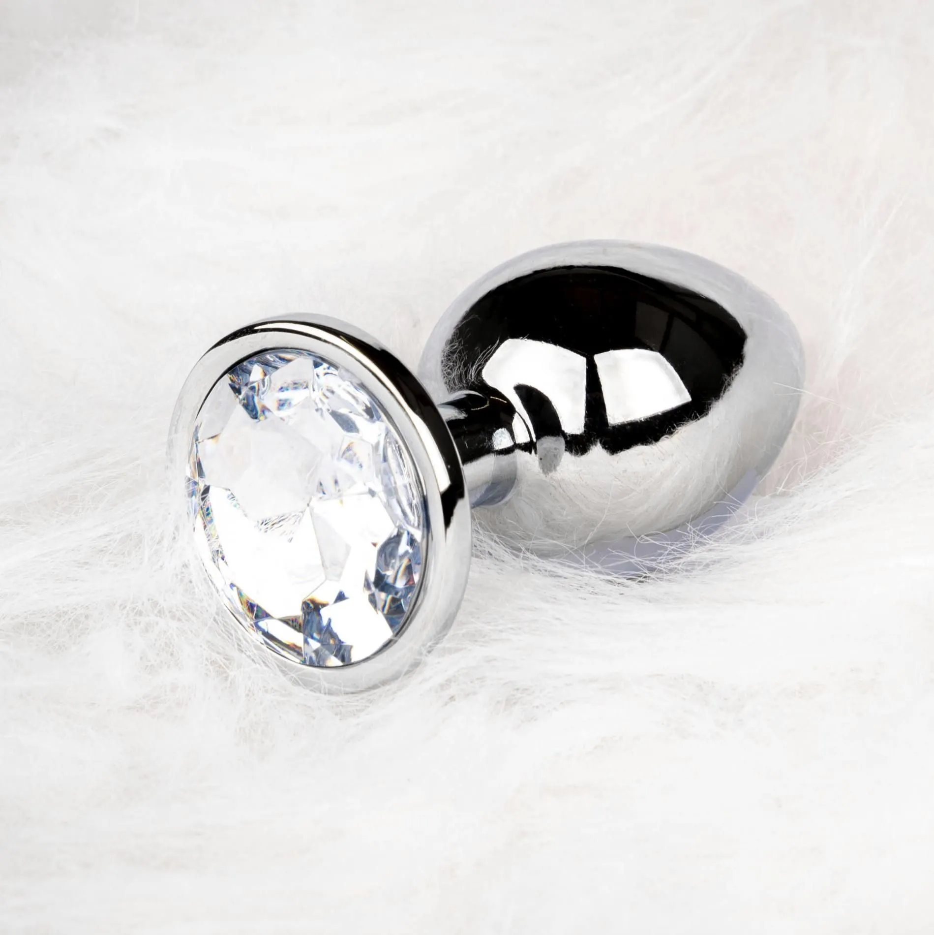 Ouch! Round Gem Butt Plug - Korek analny, Przezroczysty, 6.2 cm, S