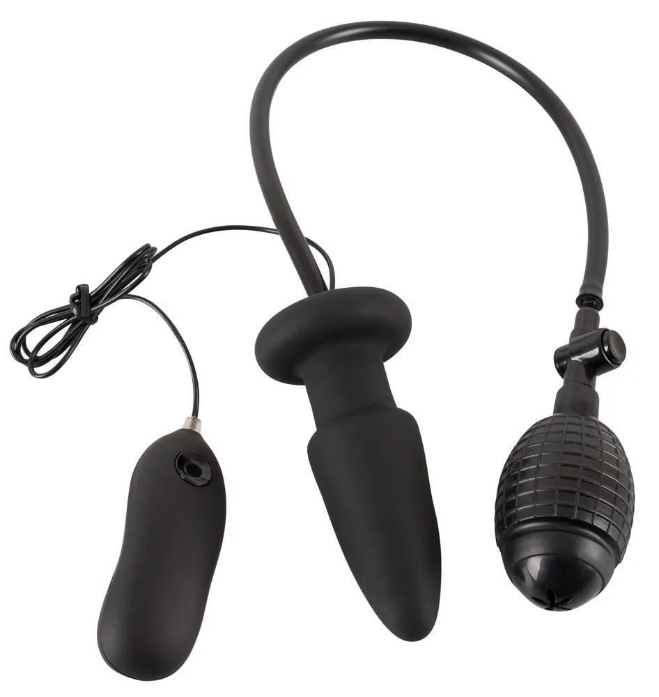 Анальна пробка Orion Inflatable + Vibrating Butt Plug, 12.2 см (чорний)