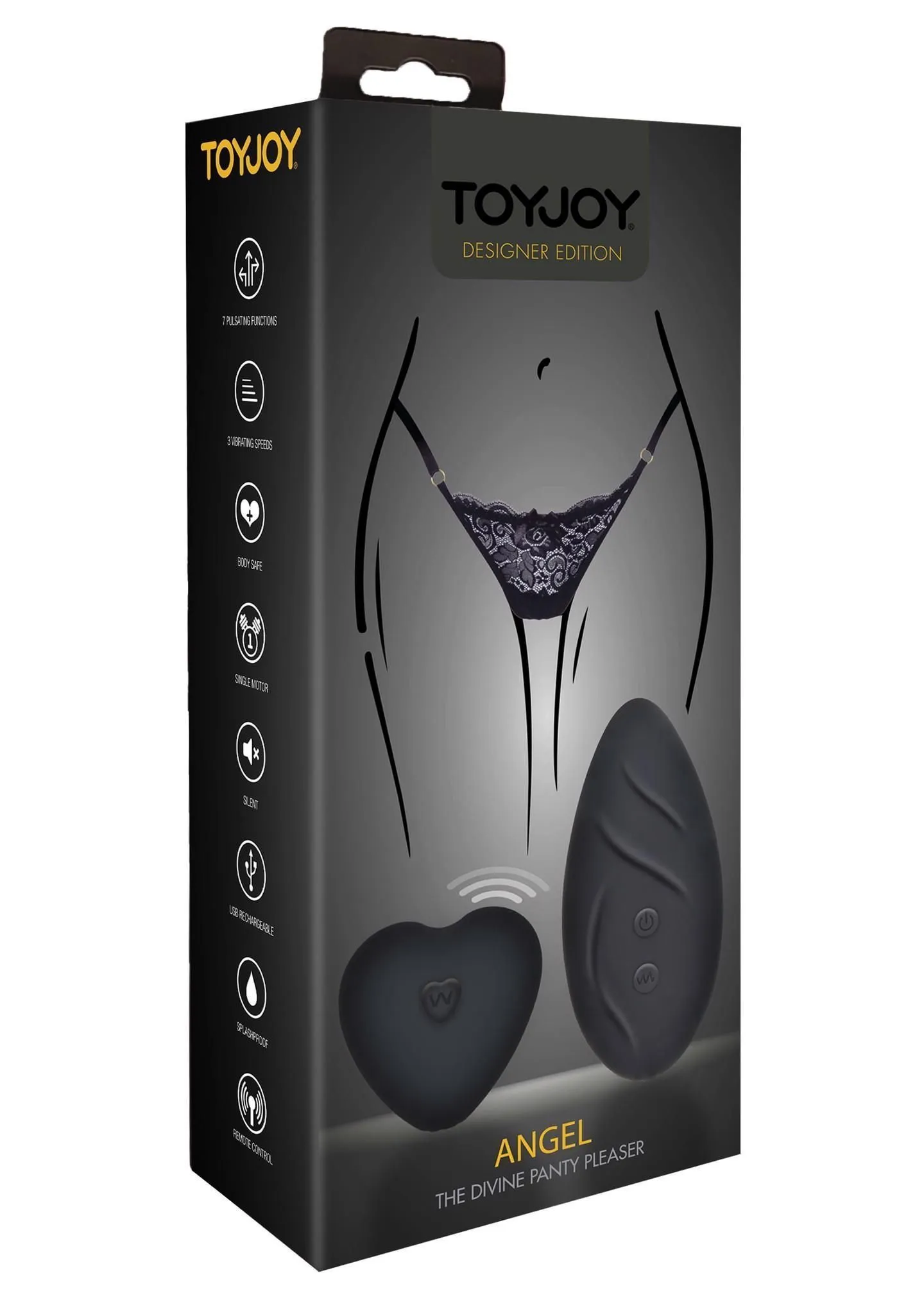 Вібратор у трусики Toy Joy Angel The Divine Panty Pleaser, 9,3 см (чорний)