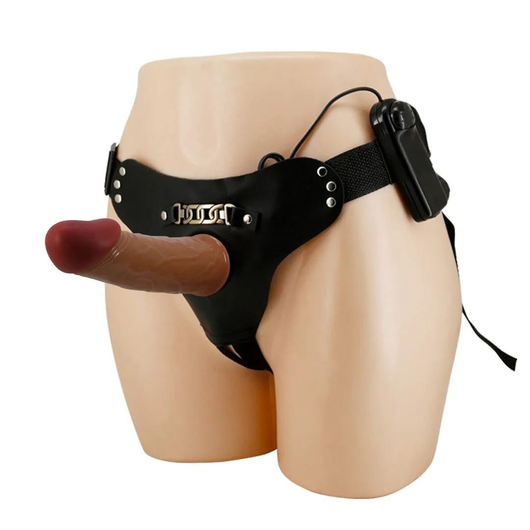 Страпон Pretty Love Harness Briefs Micheal, 17,5 см (коричневий)