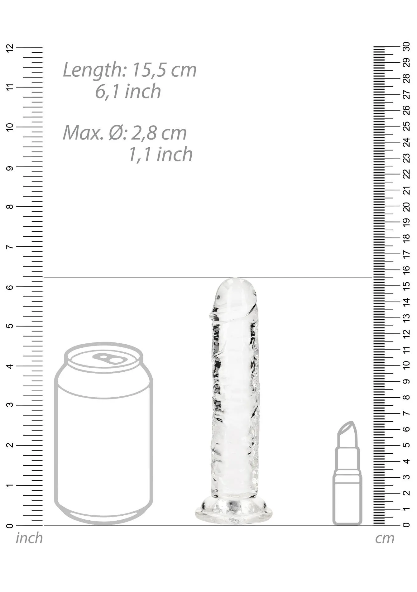 Фаллоимитатор RealRock Crystal Clear Realistic Dildo 6'', 15.5 см (прозрачный)