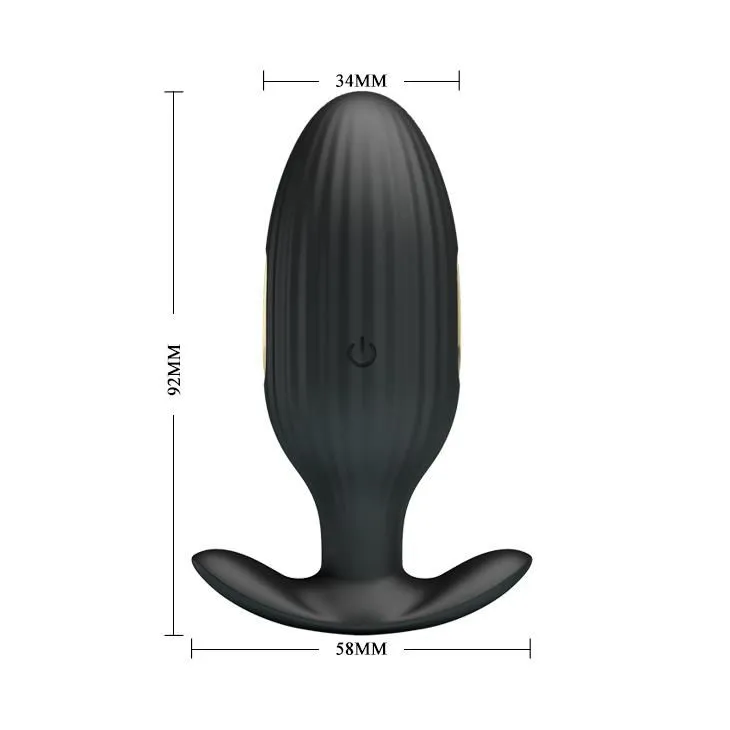 Анальна пробка Pretty Love Jefferson Electric Shock Stimulator, 9.2 см (чорний)