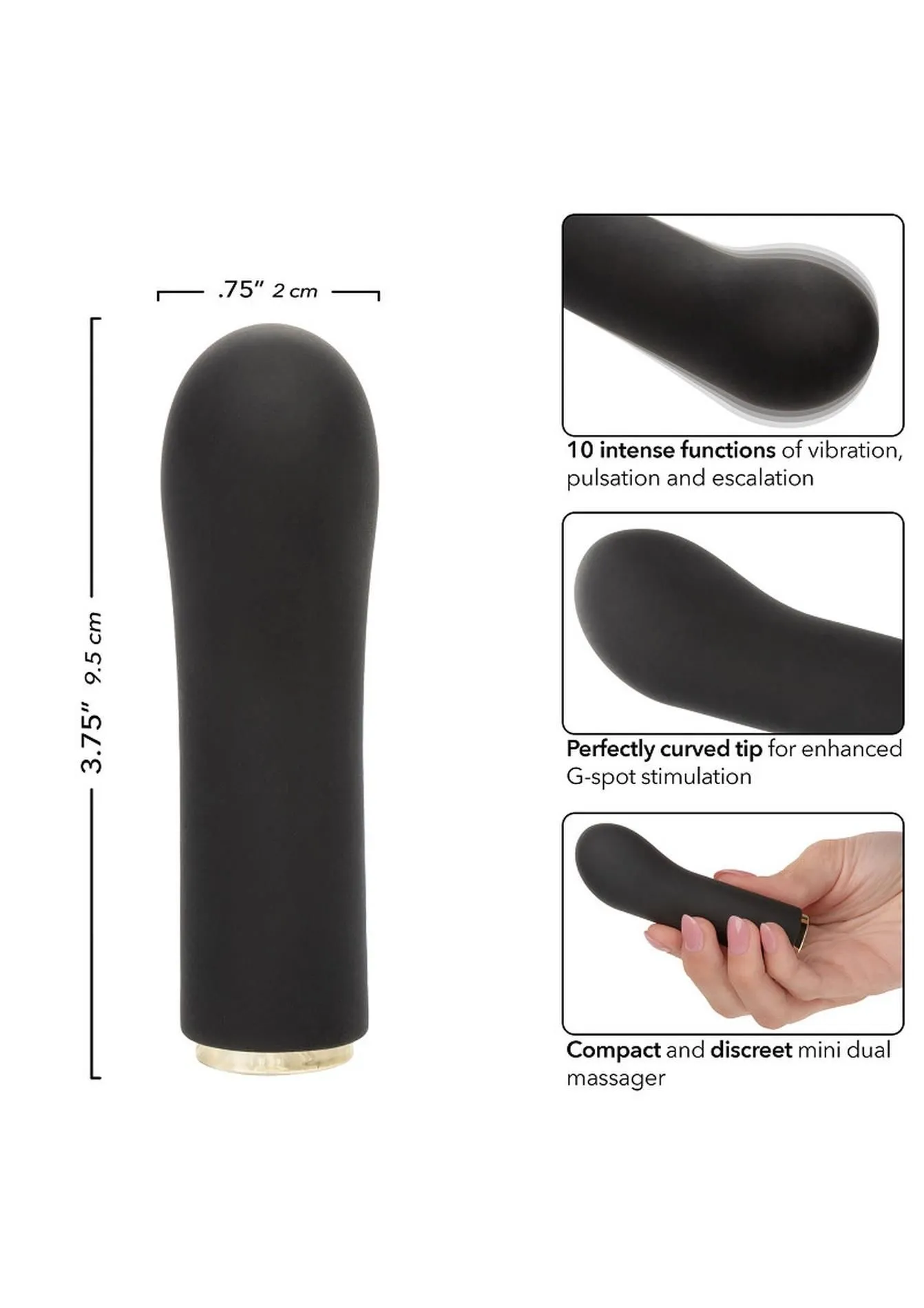 Мини-вибратор CalExtoics Raven G Lover, 9.5 см (черный)