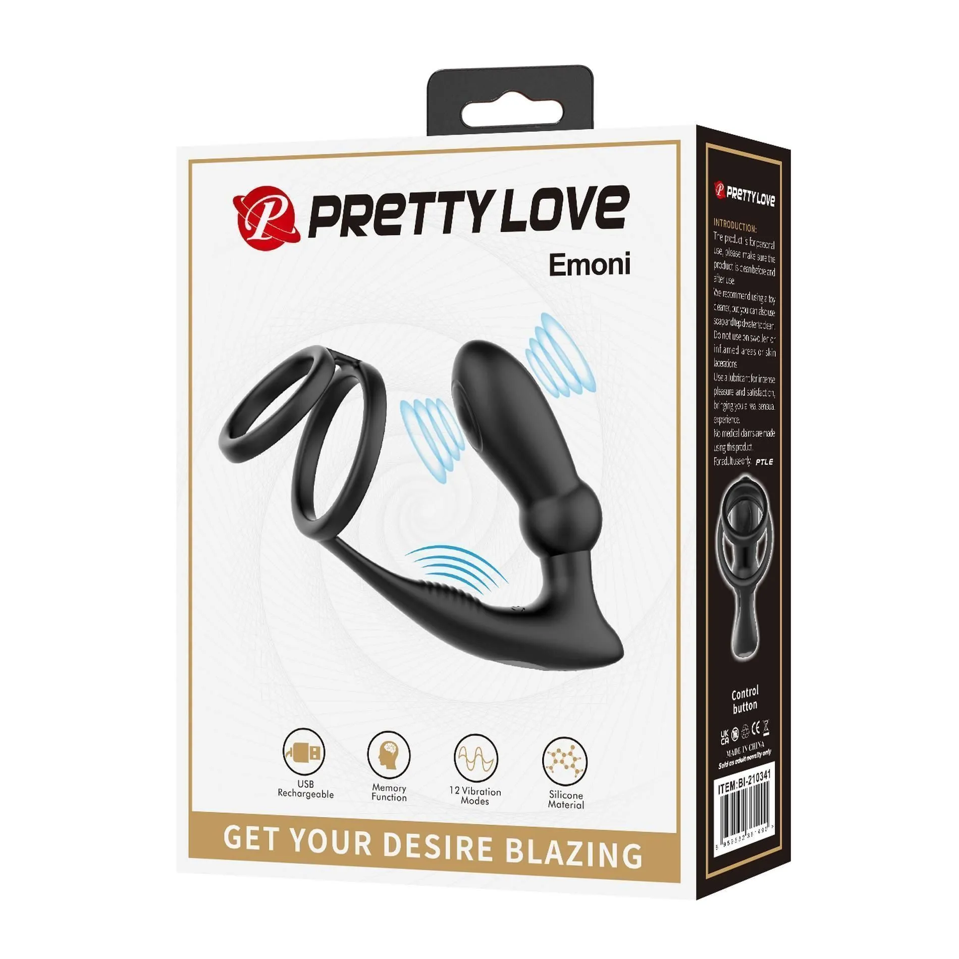 Стимулятор простати Pretty Love Emoni, 10.2 см (чорний)