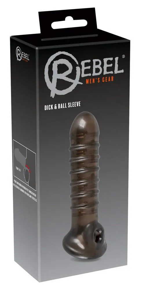 Rebel Dick & Ball Sleeve - Nakładka na penisa, Czarny, 18 cm