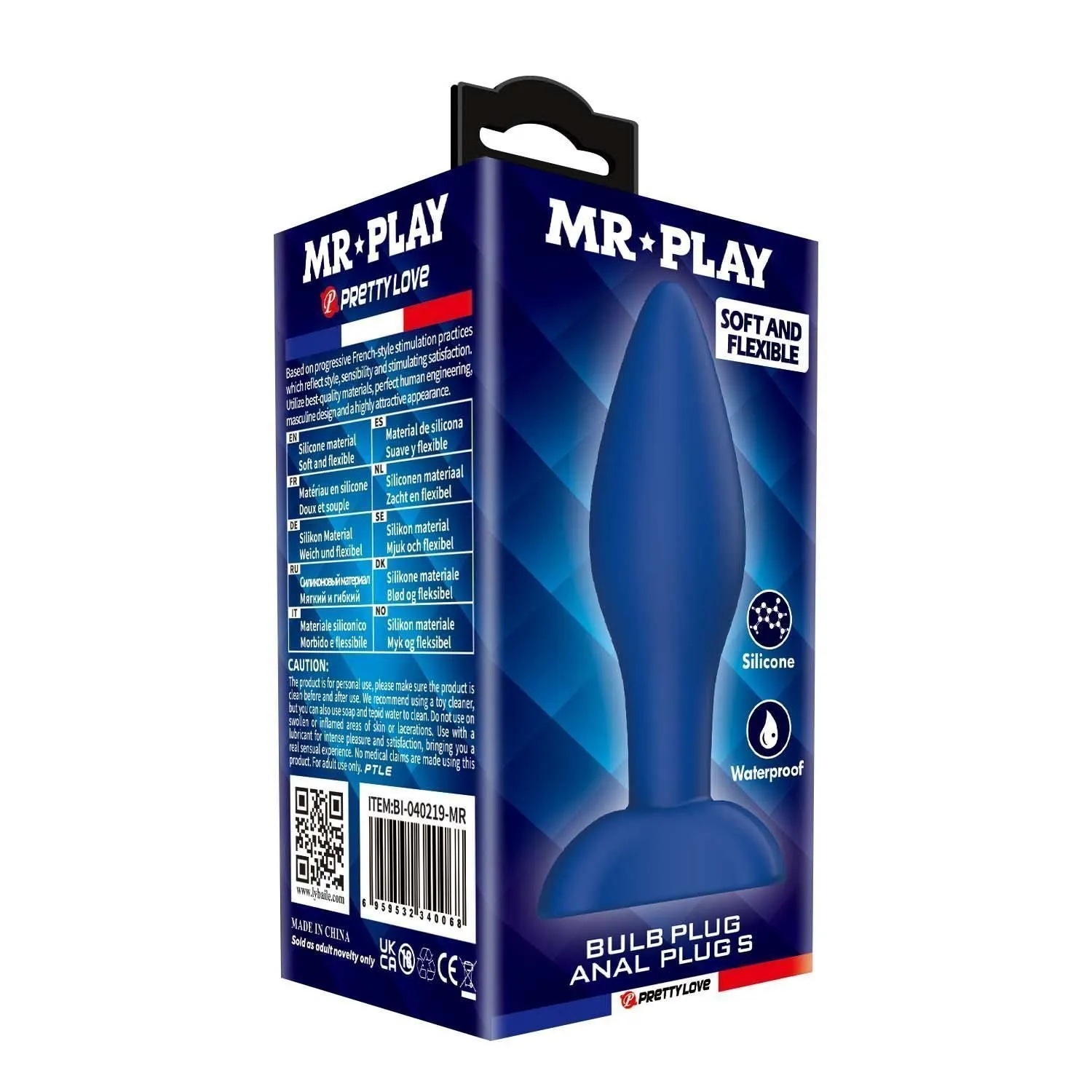 Mr. Play Bulb - Korek analny, Niebieski, 9 cm, S