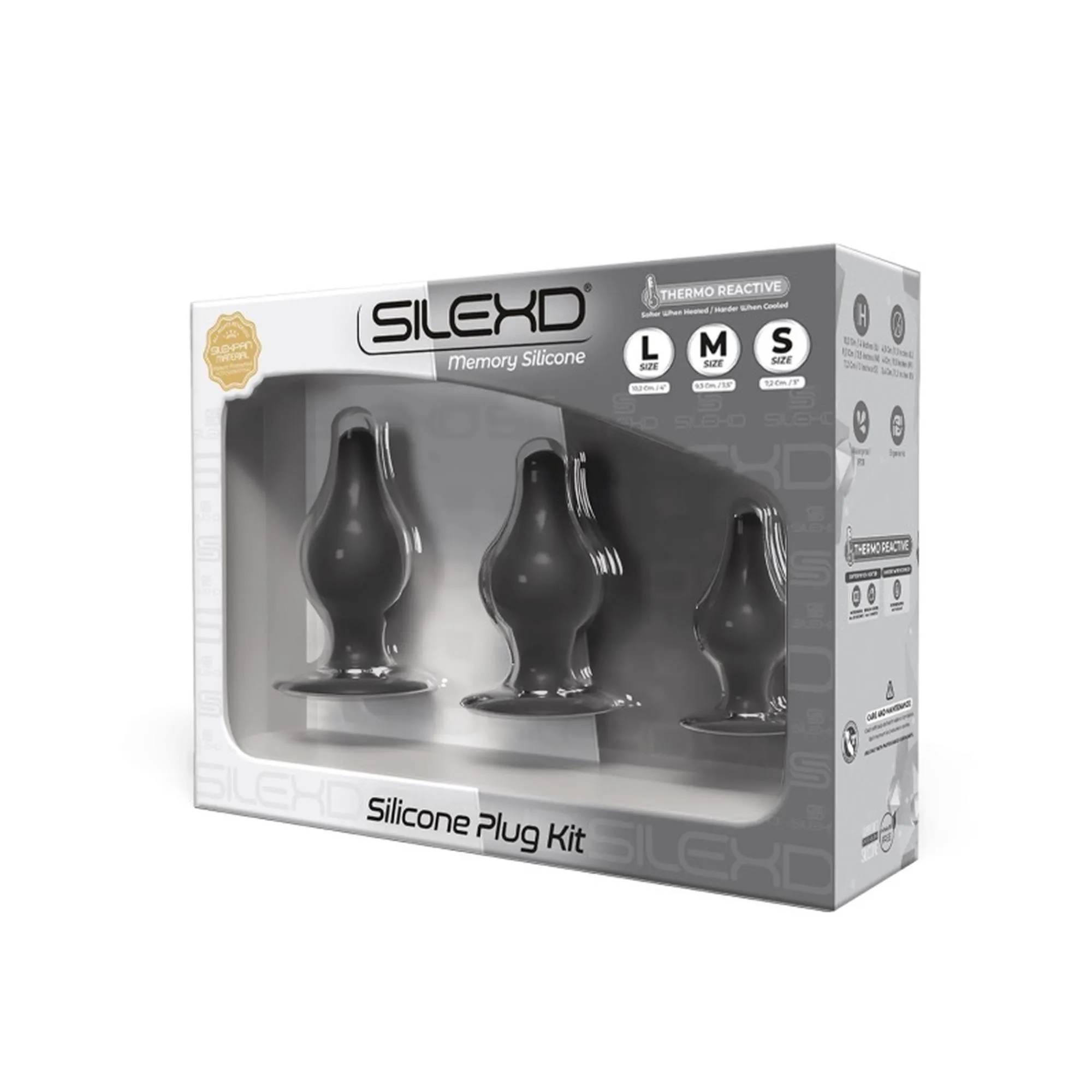 Silexd Silicone Plug Kit - Zestaw korków analnych, Czarny, 10, 2 cm