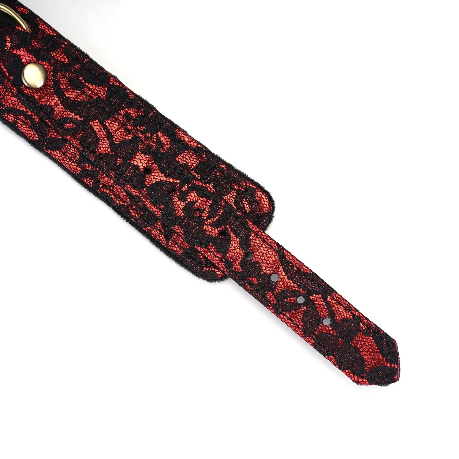 Нашийник з повідцем Liebe Seele Victorian Garden Lace and Vegan Collar With Leash (чорний з червоним)