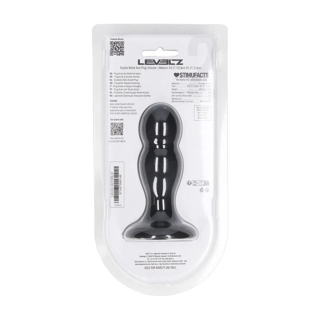 Shots Double Rattle Liquid - Korek analny, Czarny, 10.8 cm, M
