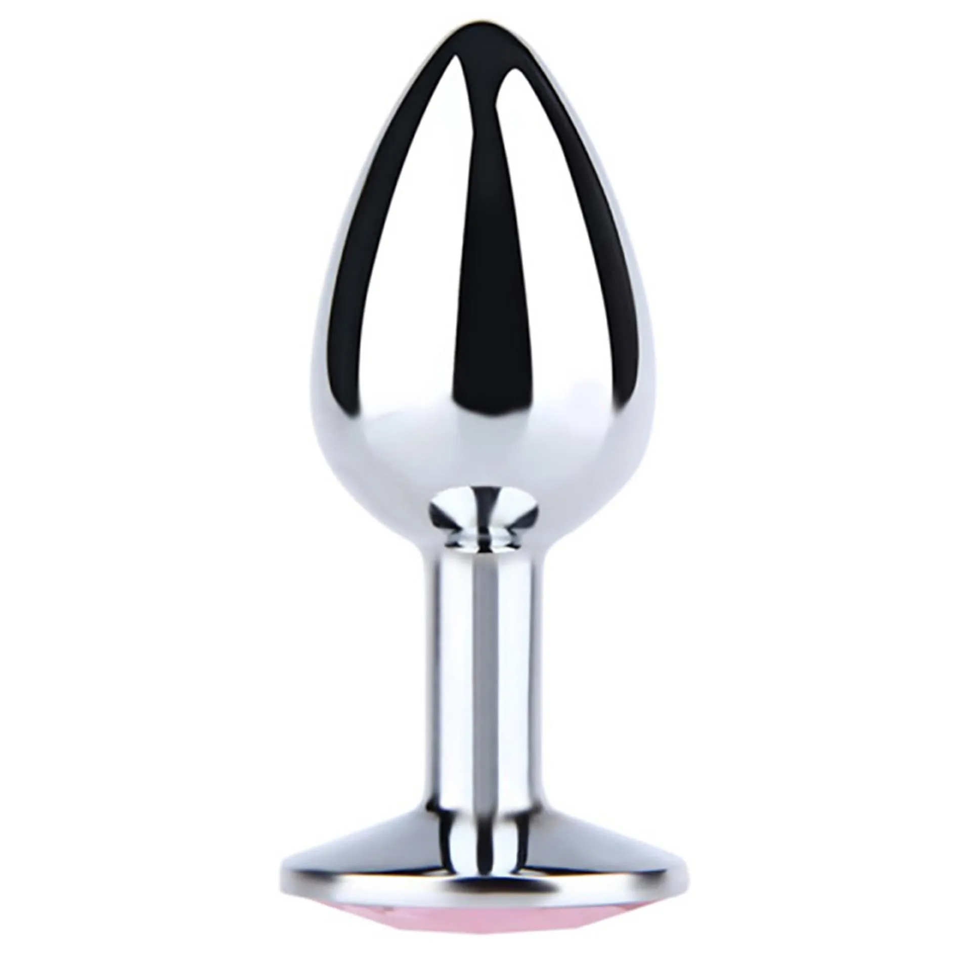 Анальная пробка Fantasy Silver Butt Plug Diamond M, 8 см (розовый)