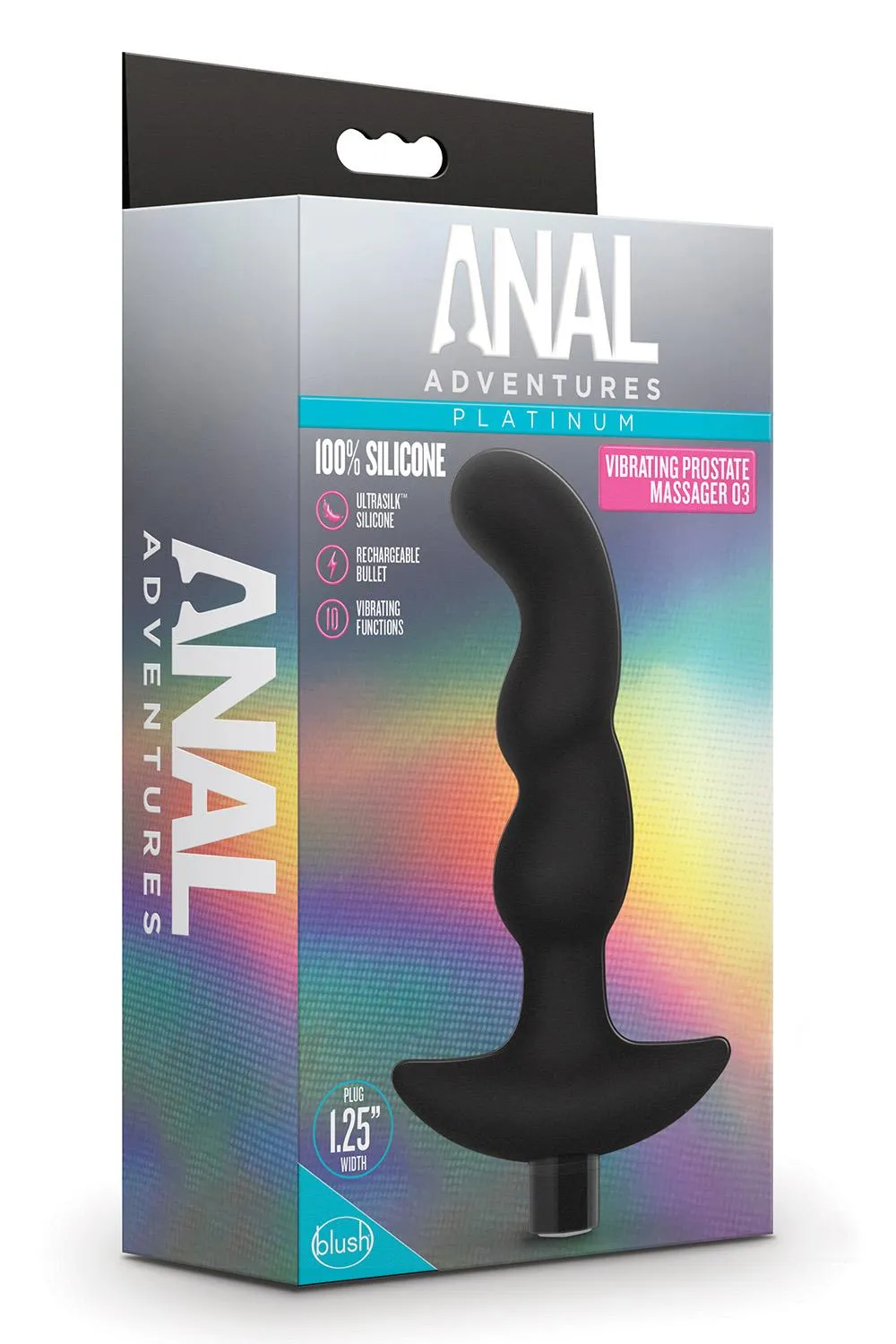 Стимулятор простаты Anal Adventures Platinum Vibrating, 15.2 см (черный)