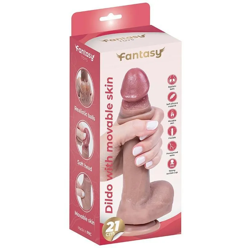 Фаллоимитатор Fantasy with Foreskin, 21 см (телесный)