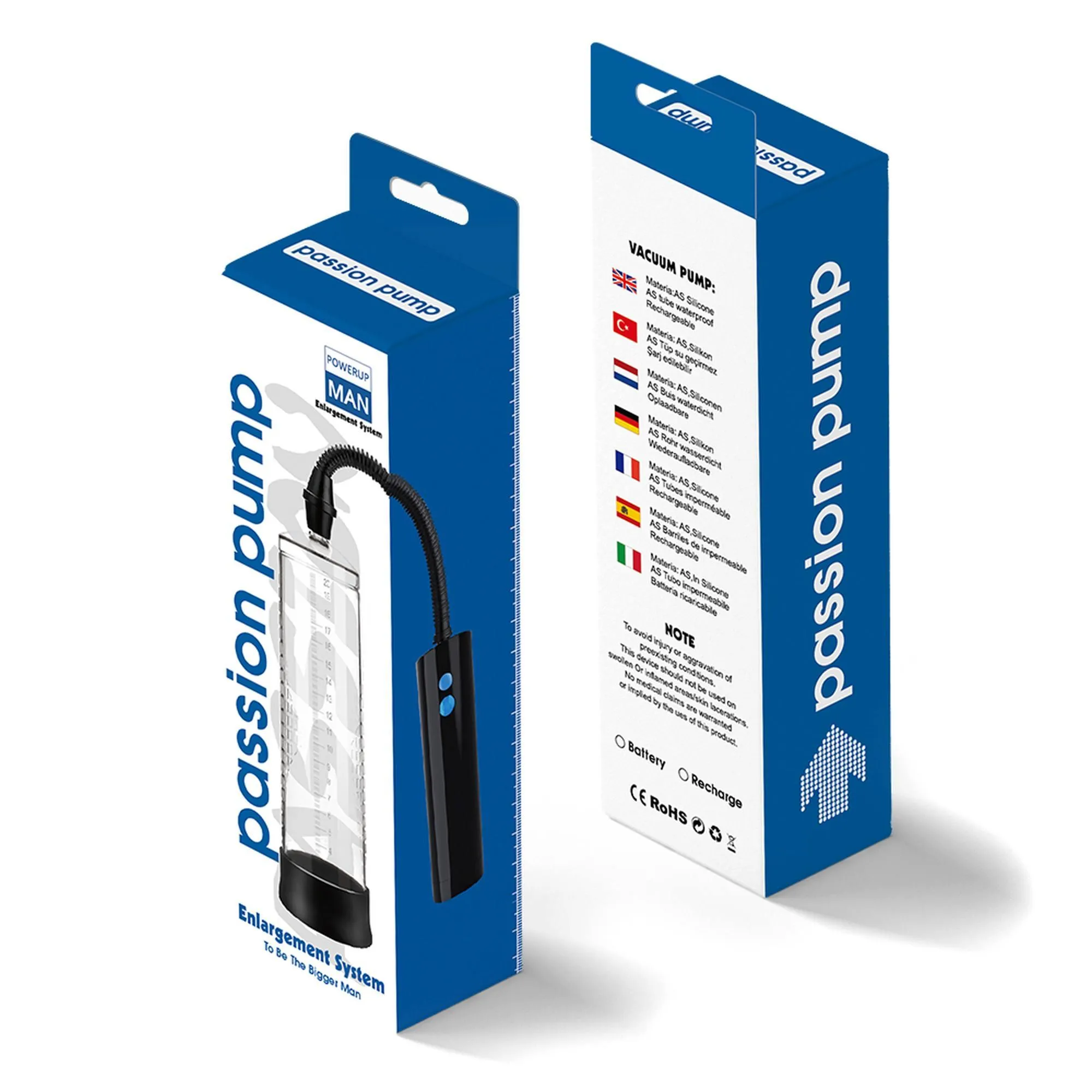 B - Series Power Powerpump USB Rechargeable Electric Vacuum Pump - Pompka do penisa B -, Przezroczysty, 22 cm