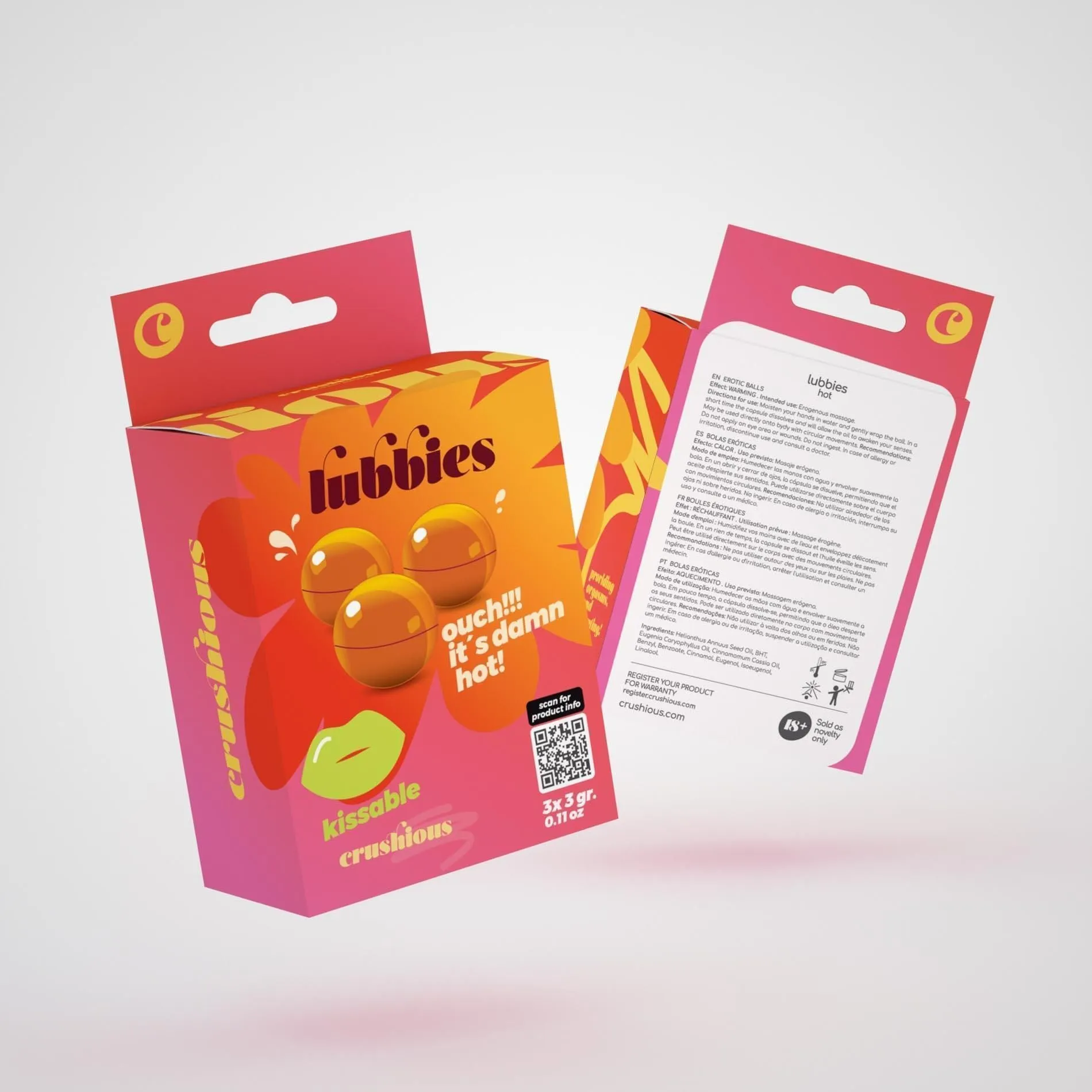 Crushious Lub Balls Hot - Rozgrzewający olejek do masażu, Bezzapachowy, 9 ml