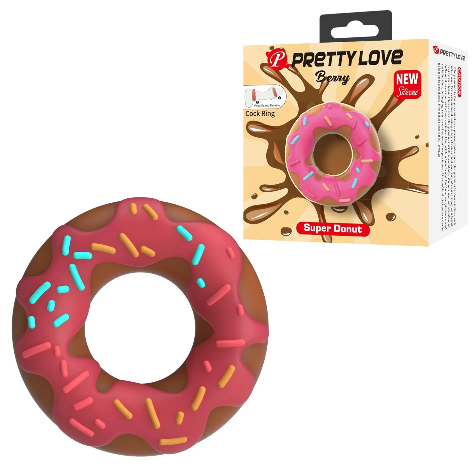 Pretty Love Super Donut Cock Ring - Pierścień erekcyjny, Różowy, 4.6 cm