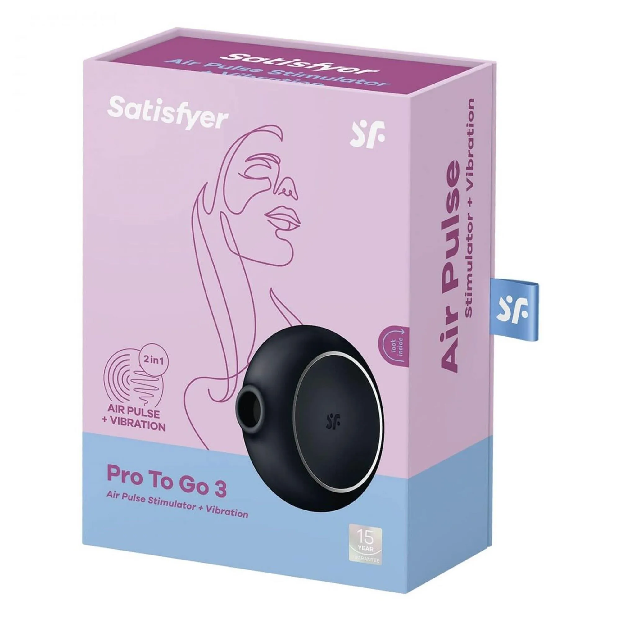 Satisfyer Pro To Go 3 - Bezdotykowy stymulator łechtaczki z wibracjami, Czarny, 8, 7 cm