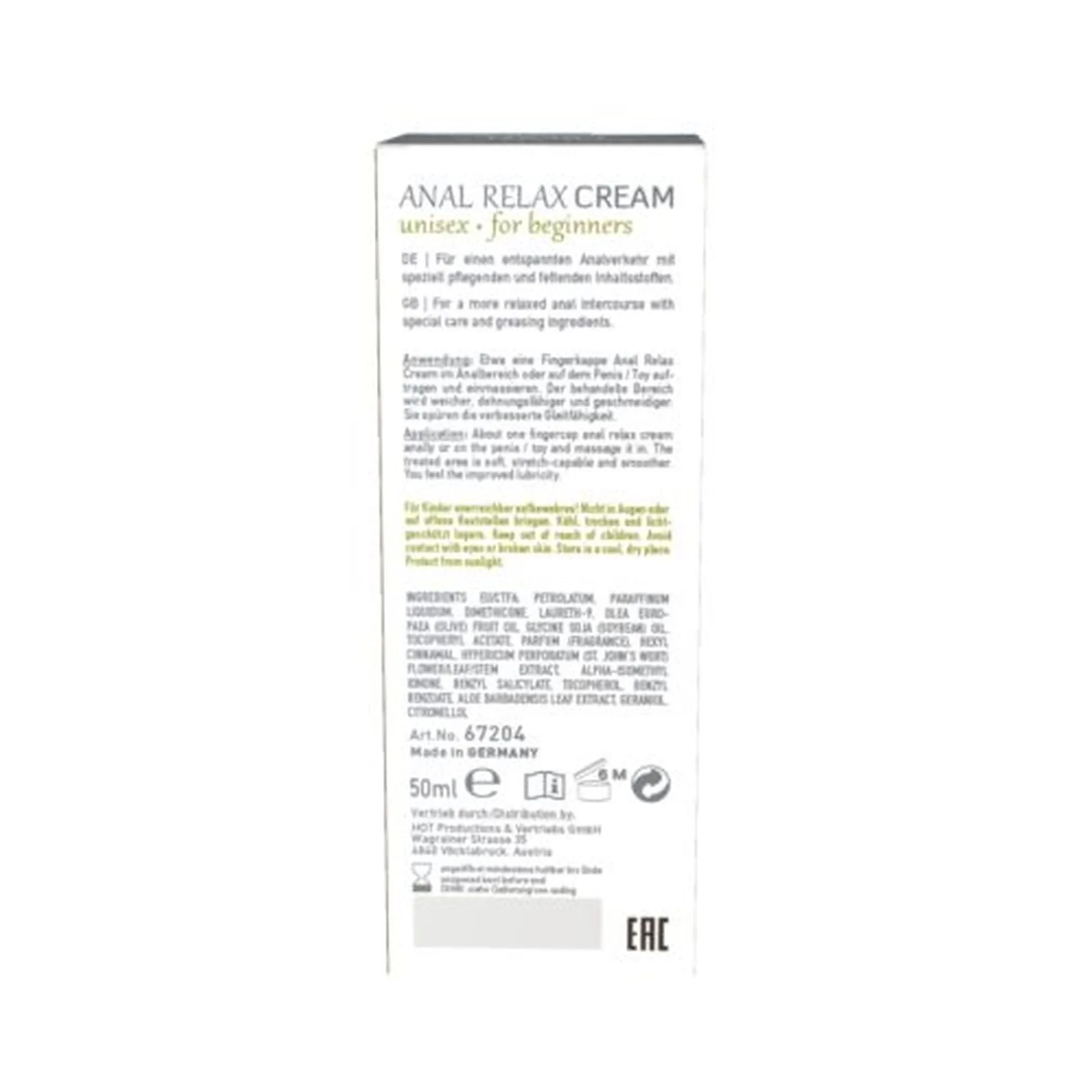 Hot Anal Relax Cream beginners - Krem analny, 50 ml