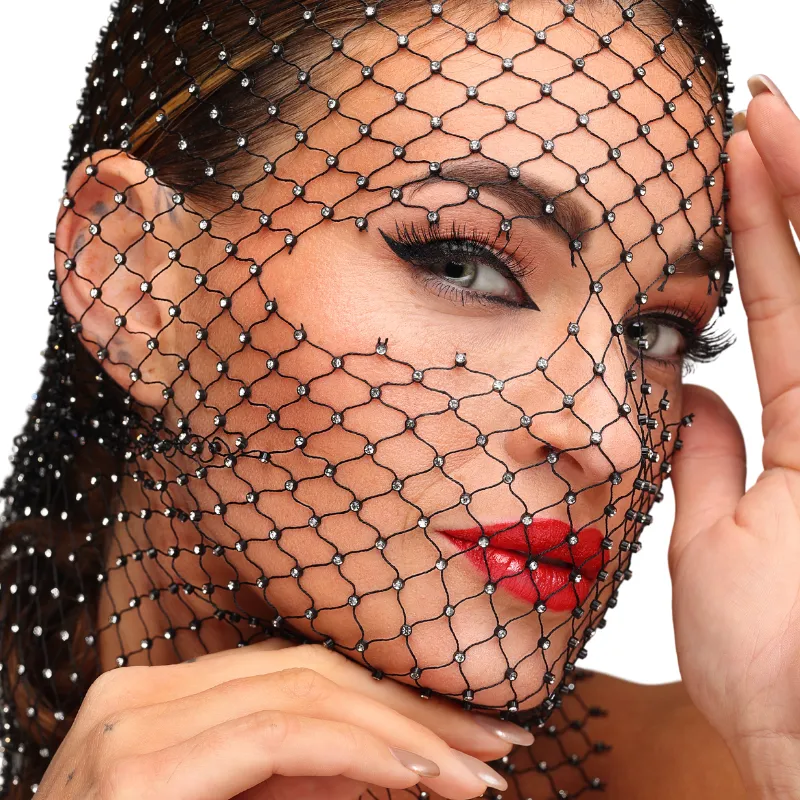 Маска на очі Kinky Diva Starlet Face Mask Black/Rhinestones (чорний)