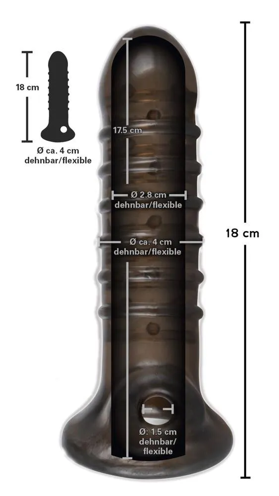 Rebel Dick & Ball Sleeve - Nakładka na penisa, Czarny, 18 cm