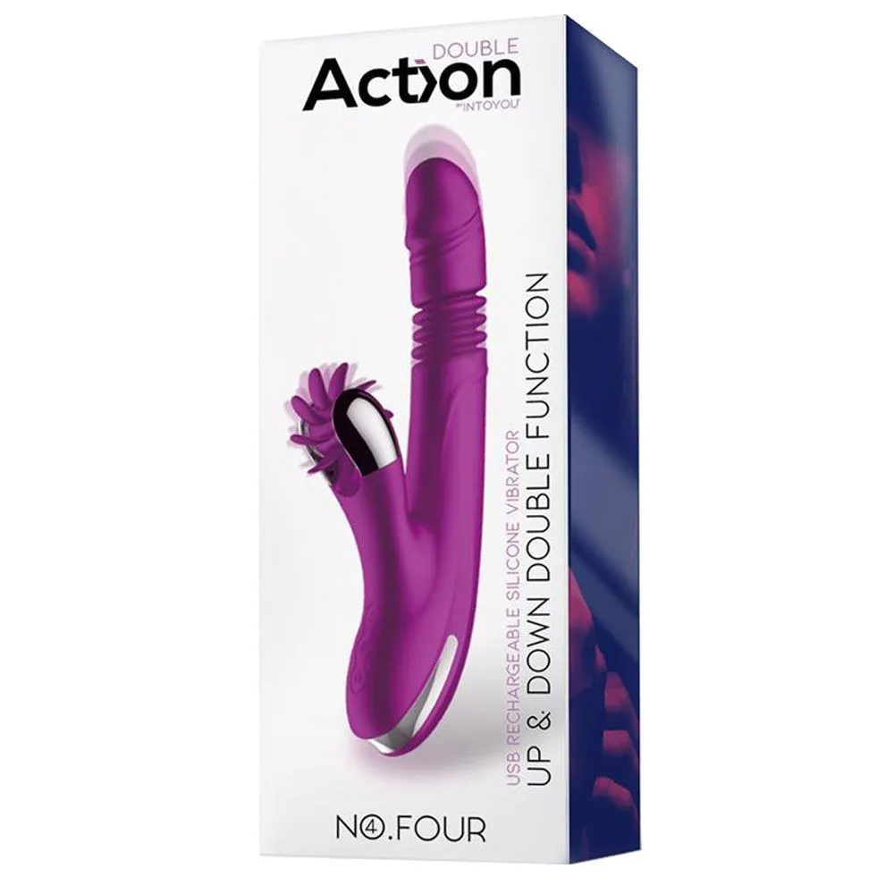Action No.Four Down Double Function 2.0 - Wibrator, Fioletowy, 24 cm