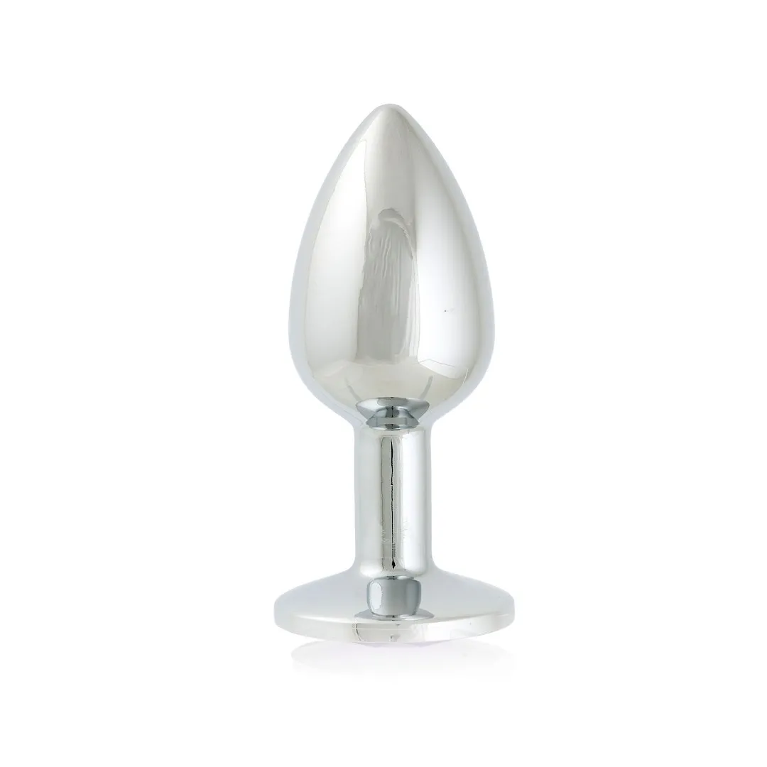 Simply Pleasure Korek Analny Stalowy Srebrny Rozmiar S Kryształ Jasno Fioletowy - Korek analny z kryształkiem, Fioletowy, 7 cm, S