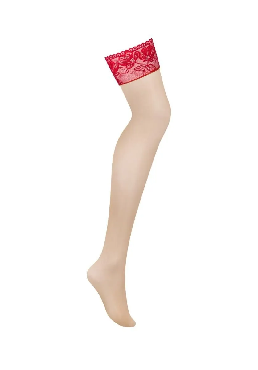 Чулки Obsessive Lacelove, M/L (красный)