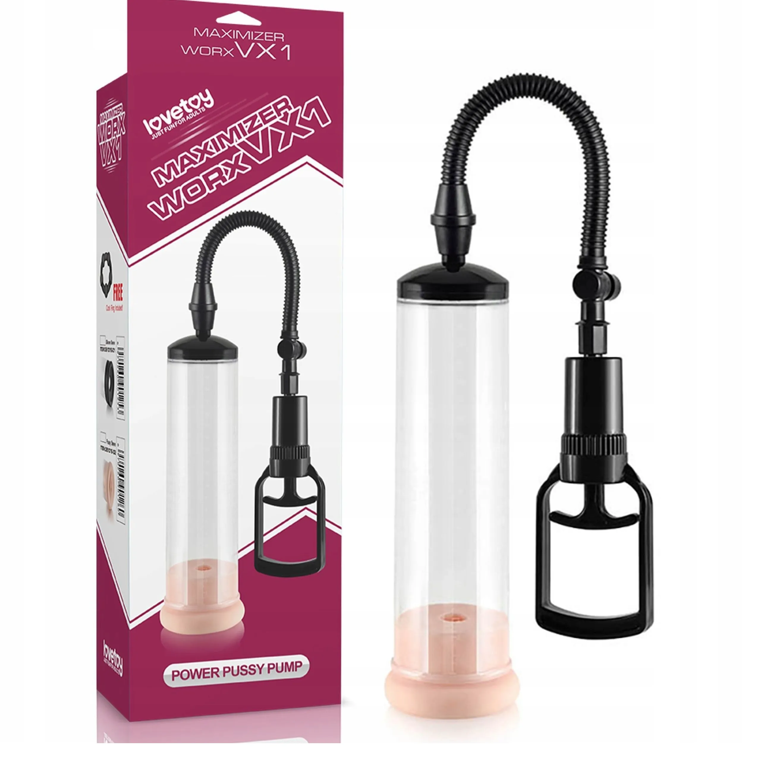 Помпа для пениса LoveToy Maximizer Worx VX1, 20,3 см (прозрачный)