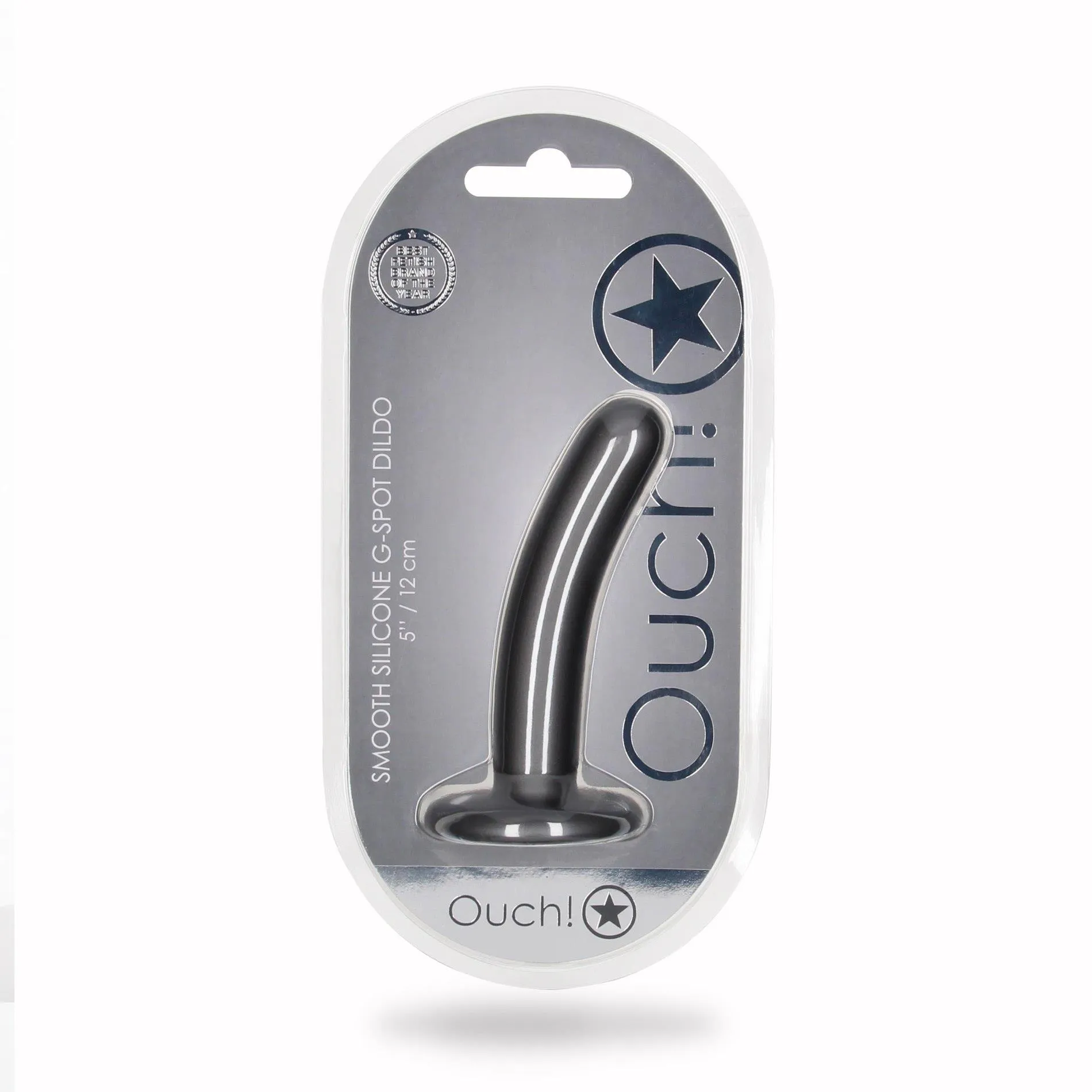 Фалоімітатор Ouch! Smooth G-Spot Dildo 5'', 12.4 см (сірий)