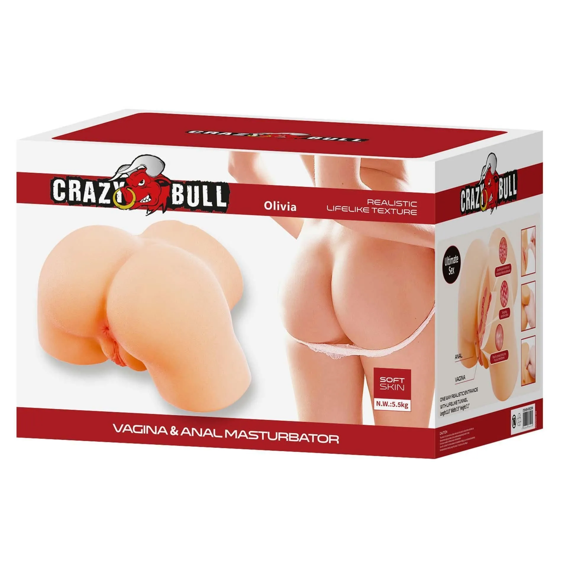 Crazy Bull Olivia - Masturbator, W kolorze cielistym, 20 cm