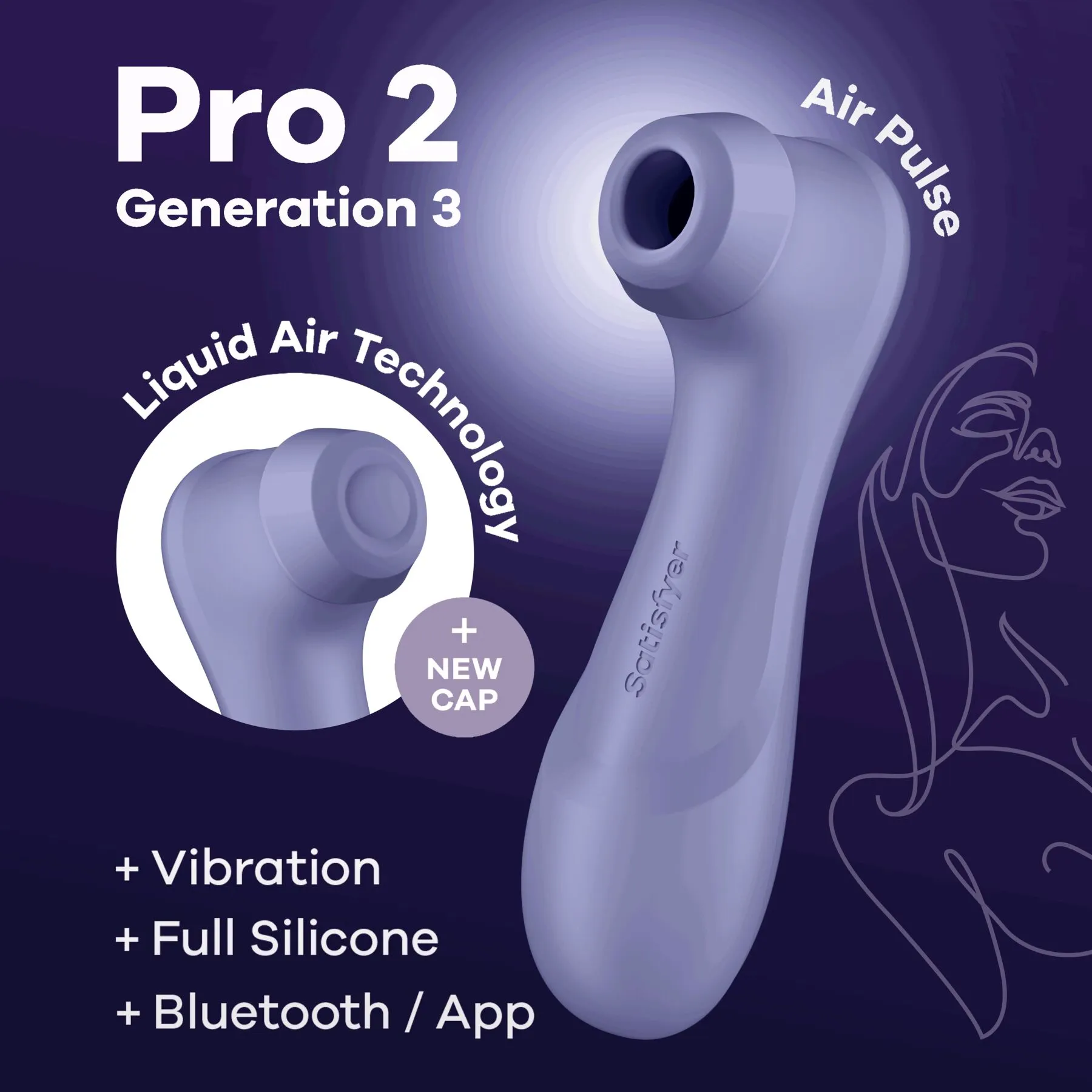 Вакуумний стимулятор клітора з вібрацією Satisfyer Pro 2 Generation 3 Connect App (фіолетовий)
