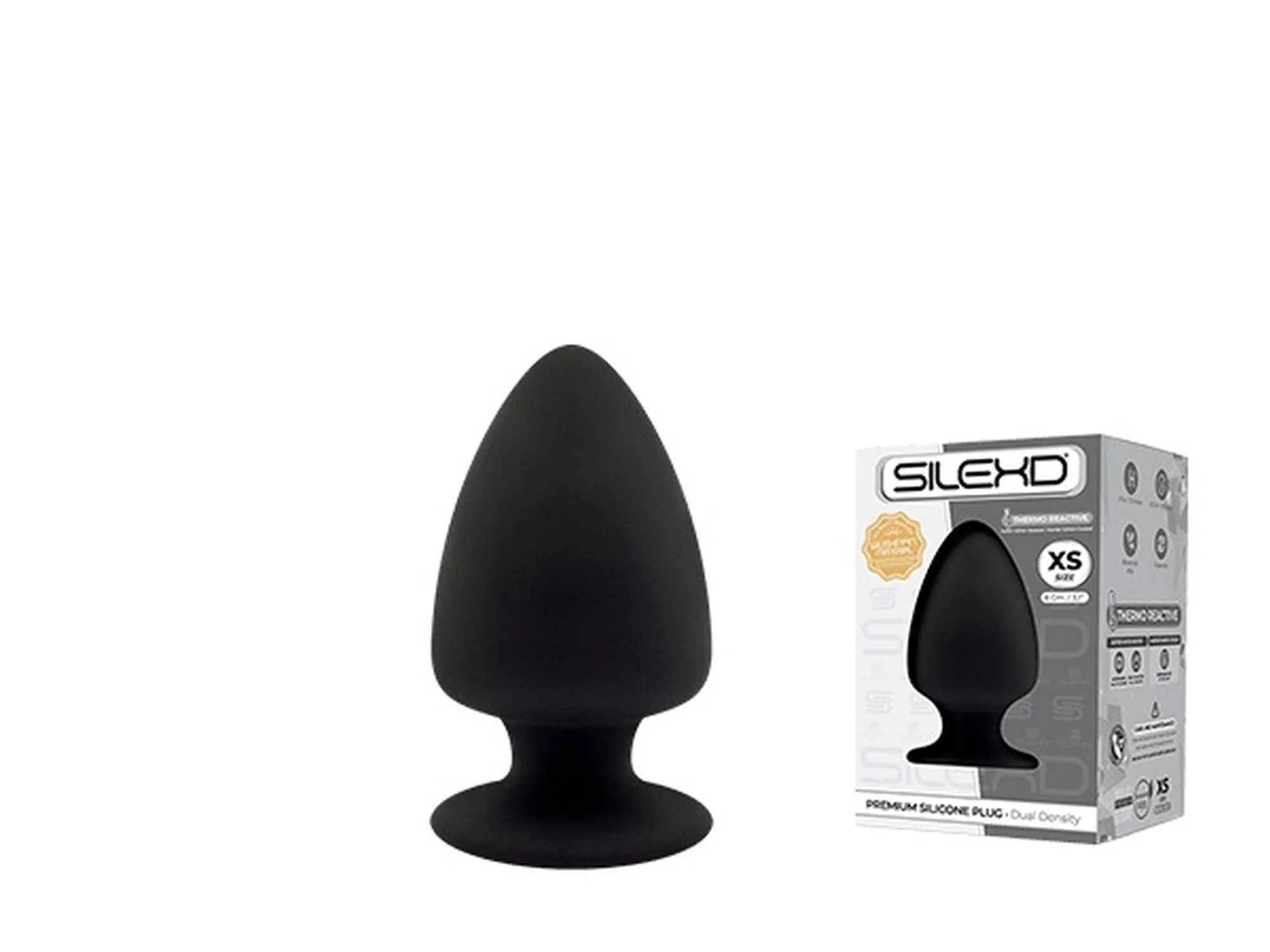 Silexd Model 1 - Korek analny, Czarny, 8 cm, XS