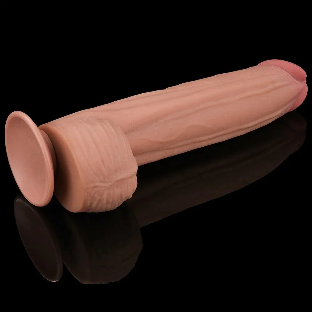 Фалоімітатор LoveToy Sliding-Skin Dual Layer Dong King Sized, 31 см (тілесний)