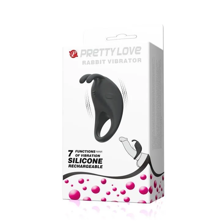 Ерекційне кільце Pretty Love Rabbit Vibrator, 7,5 см (чорний)