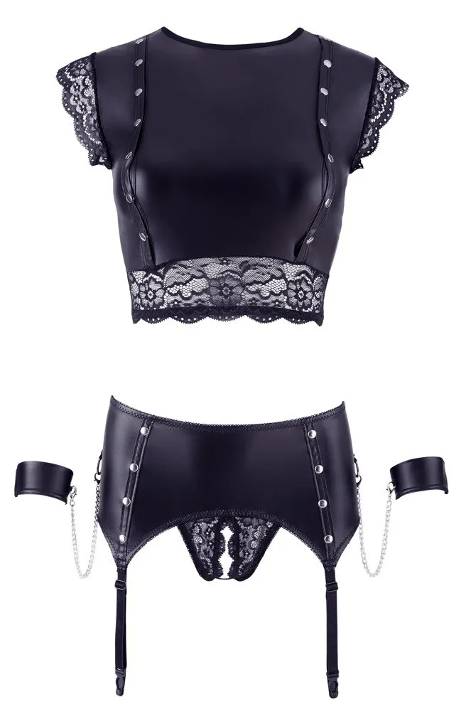 Cottelli BONDAGE Top and Suspender Briefs - Komplet