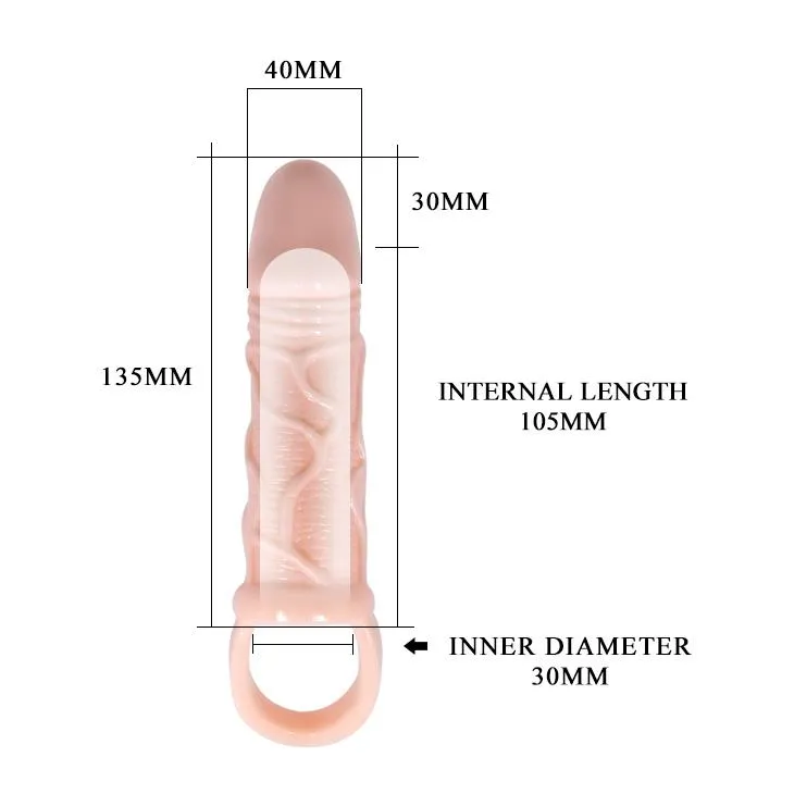 BAILE Men Extension - Nakładka na penisa, W kolorze cielistym, 17.5 cm